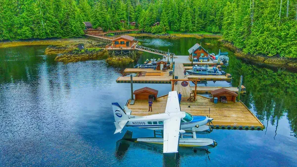 A floatplane at the lodge dock